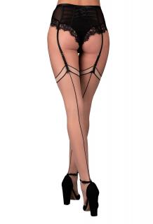 LC Maramet stockings beige-black 20den