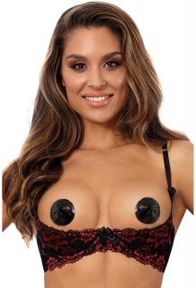 V-10011 bra black-red with open cups