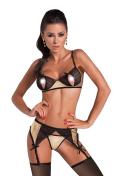 IR Kira set with open bra black-gold